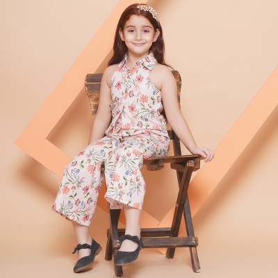 Arshia Fashions Girls Party(Festive) Top Trouser(Pink)