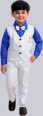 KIDCHAMP Boys Party(Festive) Waistcoat Shirt, Pant(Blue)