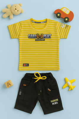 karnika Baby Boys Casual T-shirt Shorts(Mustard)