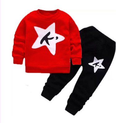 HEYDALS Baby Boys & Baby Girls Casual T-shirt Track Pants(Red)