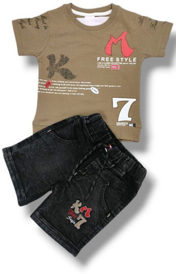 SANWARIA CLUB Baby Boys Casual T-shirt Shorts(KHAKHI)