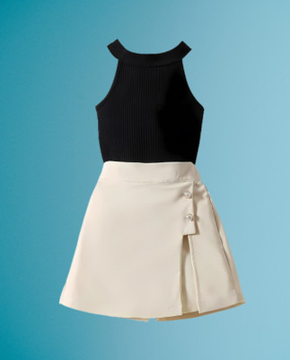 MENVVY TREND Baby Girls Party(Festive) Top Shorts(BLACK)