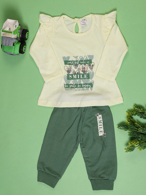 V-MART Baby Girls Casual T-shirt Legging(Yellow)