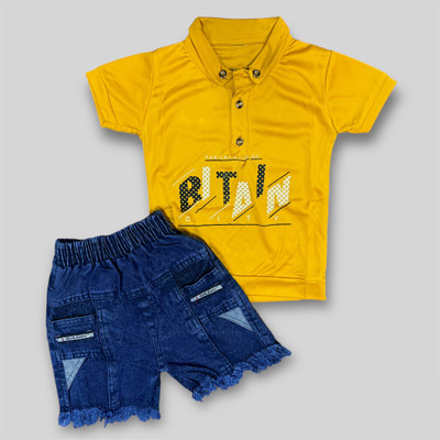 KidsBazaar Boys Casual T-shirt Shorts(Yellow)