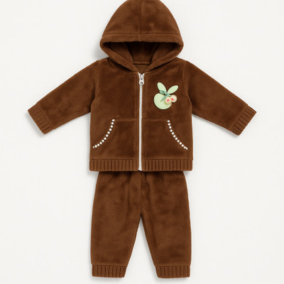 KIDDOWEAR Baby Boys & Baby Girls Casual Cardigan Pyjama(BROWN)