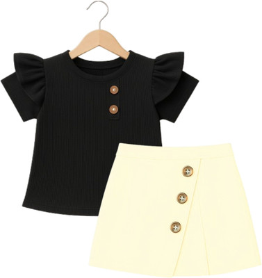 MENVVY TREND Baby Girls Casual Top Skirt(Black)