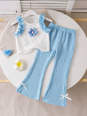 MUMBAI FUSHION Baby Girls Party(Festive) Top Pant(Blue)