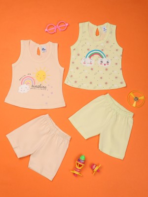 V-MART Baby Boys & Baby Girls Casual T-shirt Shorts(Yellow)