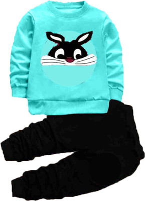 DRUZZEE Boys & Girls Casual Pant T-shirt(Light Blue)