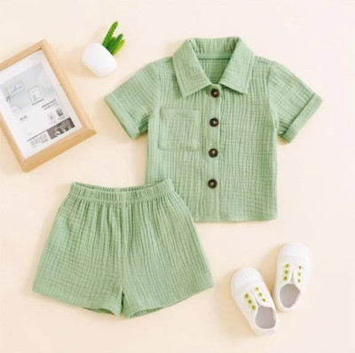 Femisha Creation Boys Casual Shirt Shorts(Pista)