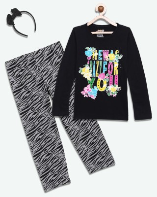 SINI MINI Girls Casual Pyjama Sleepsuit(BLK_ZEE)