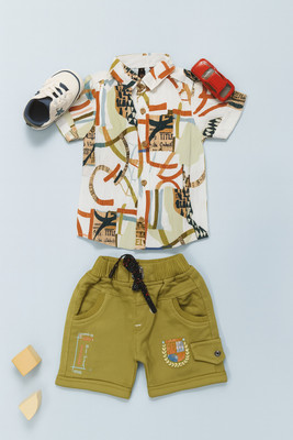 karnika Baby Boys Casual T-shirt Shorts(Olive)
