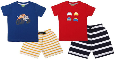 ShaishavWears Baby Boys Casual T-shirt Shorts(Blue - Red)