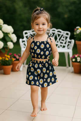 Varni Fashion Girls Casual Top Skirt(Black)