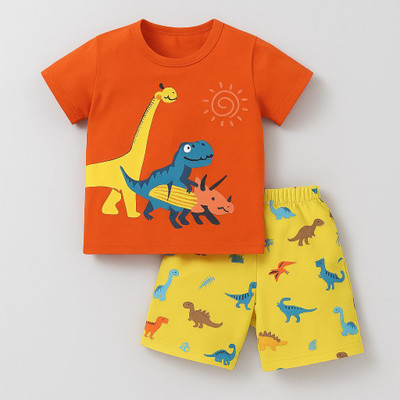 FMFASHIONS Baby Boys & Baby Girls Jungle Book Casual Shorts T-shirt(ORANGE, YELLOW)