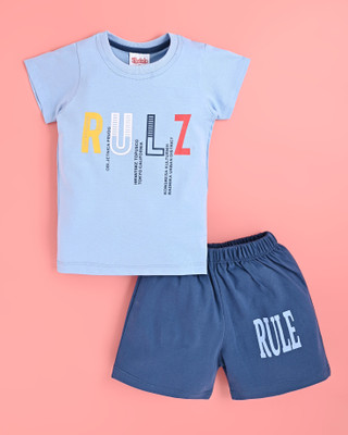 KidsCute Boys Casual T-shirt Shorts(Blue,Darkblue)