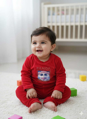 kanakya Baby Boys & Baby Girls Kung Fu Panda Casual Sweatshirt Trouser(RED)