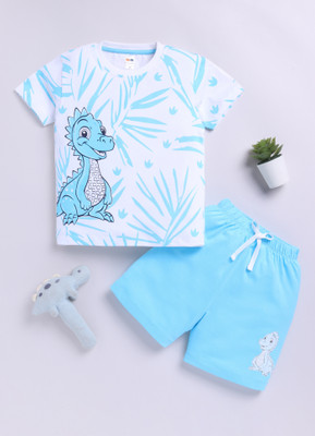 LITTLE NINJA Baby Boys Casual T-shirt Shorts(SKY WHITE)