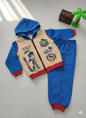 SHOPPINGGALAXY Baby Boys & Baby Girls Casual Track Suit Track Suit(BEIGE BLUE)