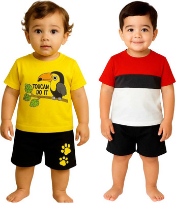 SEGRO Baby Boys & Baby Girls Casual T-shirt Shorts(GOLD, RED)