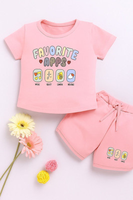 CERABI Girls Casual Top Shorts(Pink-01)