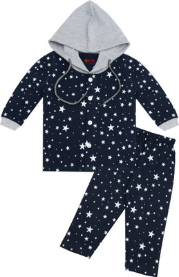 3BROS Boys & Girls Casual Shirt Pyjama(Navy Blue)