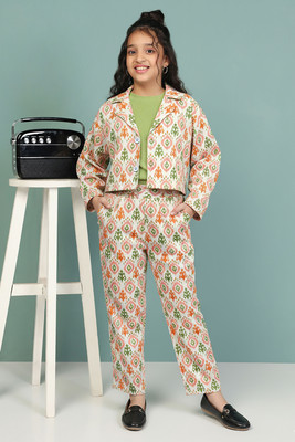 Yk Girls Party(Festive) Top Pant(PARROT)