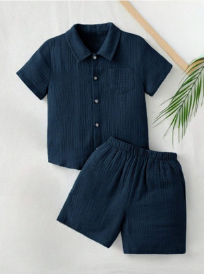 YanjVilla Boys Party(Festive) Shirt Shorts(Dark Blue)