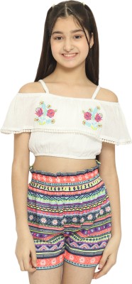 Natilene Girls Casual Top Shorts(White)