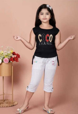 TIMESSTYLE Girls Party(Festive) Top Capri(Black)