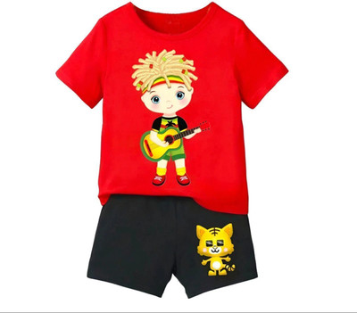 dingdong Baby Boys & Baby Girls Casual T-shirt Shorts(Red)