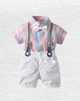 Little Looks Baby Boys & Baby Girls Party(Festive) Shirt Shorts(Peach)