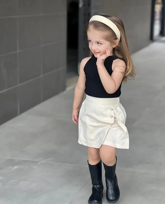 RIYANSHI Girls Casual Top Skirt(BLACK)