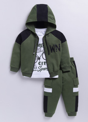 carrydreams Boys Casual Jacket T-shirt, Trouser(OLIVE_BLACK)
