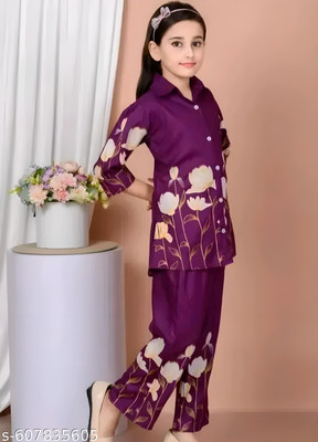 TAILORWOMEN Girls Casual Top Pyjama(Purple)