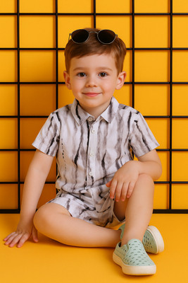 PROVOGUE Boys Casual Shirt Shorts(Brown)