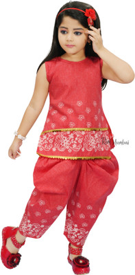 Samshil Fashion Girls Casual Kurta Dhoti Pant(Red)
