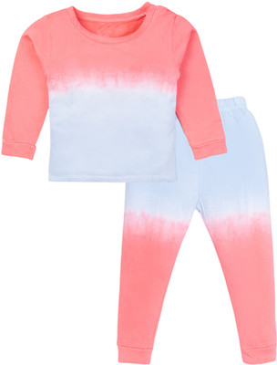 Guti Boys & Girls Casual T-shirt Pyjama(Red&skyblue)