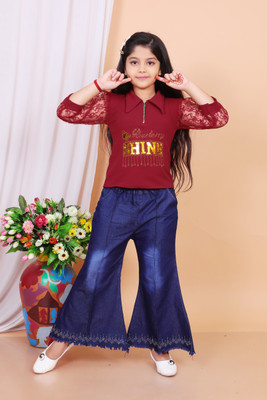Ali Garmentes Girls Casual Top Jeans(Maroon)