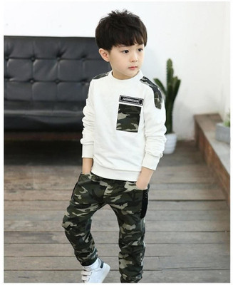 Lakhdatar Boys Casual T-shirt Pant(White)