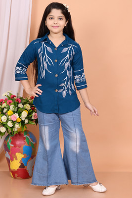 R FASHION Girls Casual Top Jeans(Blue)