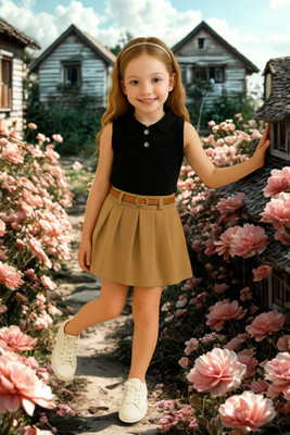 KRIYU CREATION Girls Party(Festive) Top Skirt(BLACK)