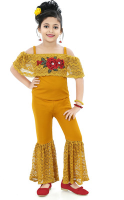 Chandrika Girls Casual Top Trouser(MUSTARD)