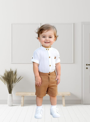 RIYANSHI Boys Casual Shirt Pant(Brown)