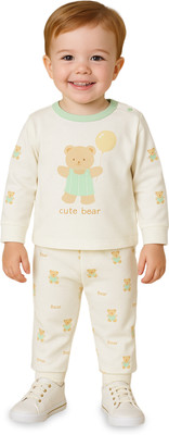 KIdbea Baby Boys & Baby Girls Casual T-shirt Pyjama(Mustard)