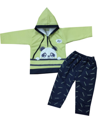 Shreesai Baby Boys & Baby Girls Casual T-shirt Pyjama(GREEN)