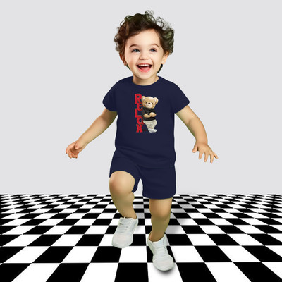 Mitansh Baby Boys & Baby Girls Casual T-shirt Shorts(Navy)