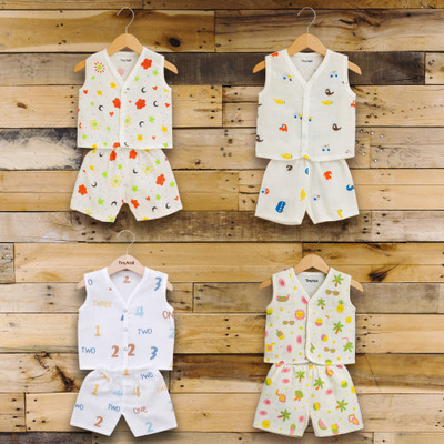 TinyVail Baby Boys & Baby Girls Casual Shorts Top(Pack Of 4)