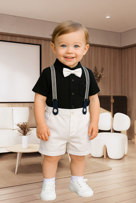 KRIYU CREATION Boys Party(Festive) Shirt Shorts(BLACK)
