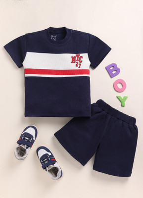 Lazy Shark Boys Casual T-shirt Shorts(Navy Blue)